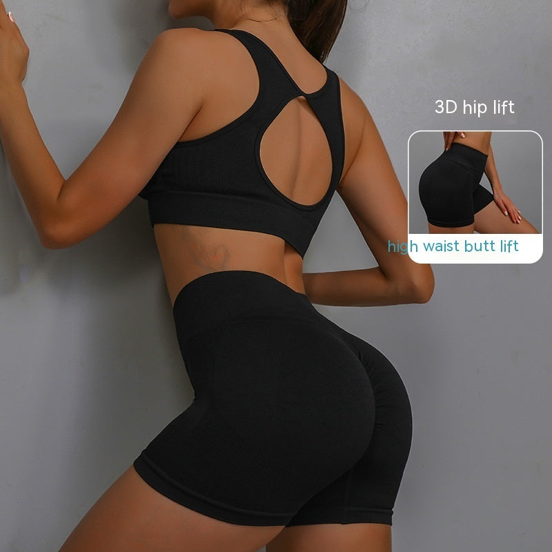 Breathable Hip-lifting Shorts And Hollow Out Back Bra