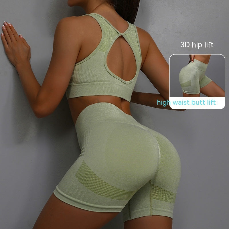 Breathable Hip-lifting Shorts And Hollow Out Back Bra