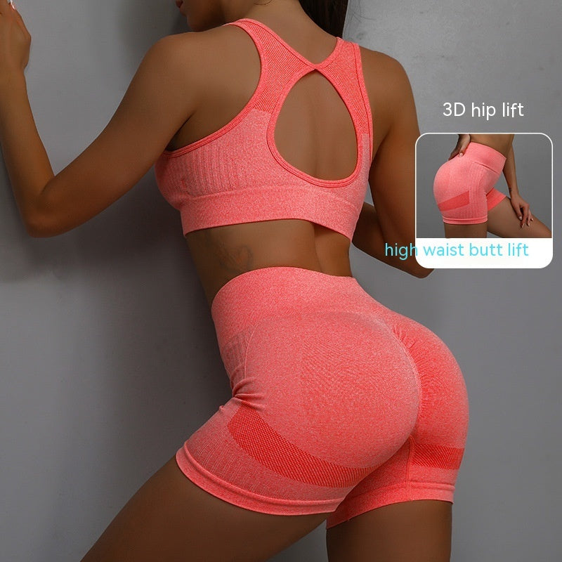 Breathable Hip-lifting Shorts And Hollow Out Back Bra